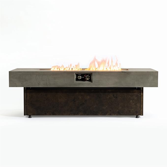 Outdoor Fire Pit Table Propane Gas Fire pits Outdoor Fireplaces 54'' Rectangular Firepit Table, 50,000 BTU Fire Table for Patio Set, Three Options of Assembled Hight Grey.
