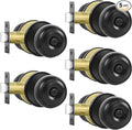 RAZCC Privacy Door Knobs, 5 Pack Matte Black Door Knobs with Lock, Bed and Bath Door Knob Interior Keyless Locksets, Round Door Handles Reversible for Left Right Handed Doors