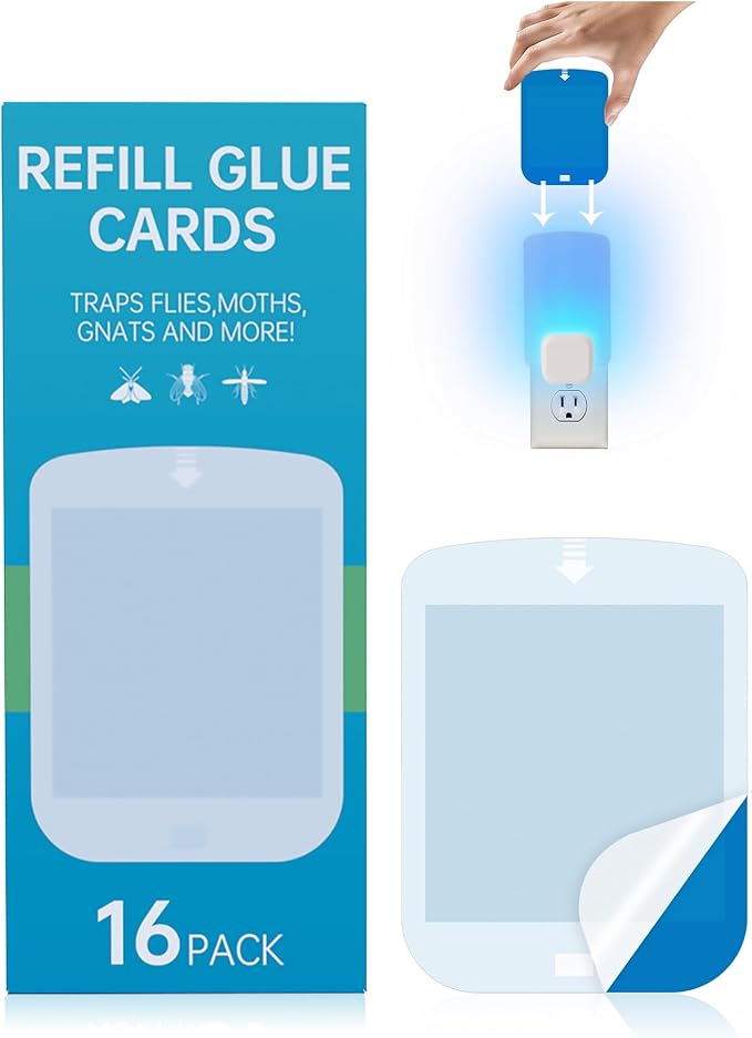 16 Pack Refill Cartridges for Stem and Compatible with Raid Essentials Flying Insect Light Trap Compatible with Wondercide Plug-in Blue Light Trap for Fly Bug Mosquito Gnat Indoor