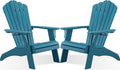 Psilvam Adirondack Chair, Oversized Poly Lumber Fire Pit Chair with Cup Holder, 350Lbs Support Patio Chairs for Garden, Weather Resistant Outdoors Seating, Relaxing Gift for Father & Mother(2, Blue)