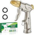 Yesker Garden Hose Nozzle, Water Hose Sprayer Nozzle Adjustable 4 Spray Patterns Heavy Duty Handheld 100% Metal Brass Water Nozzles for Hose Outdoor Watering Plants Lawns Garden Washing Cars Pets Home