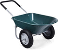 Goplus Dual Wheel Wheelbarrow, Heavy Duty Garden Cart, 330 lbs Capacity Utility Cart with Two 13 inches Pneumatic Tires for Outdoor Lawn Yard Farm Ranch