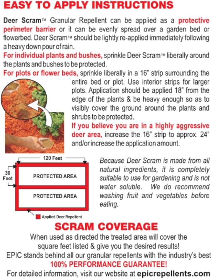 Epic REPELLENTS Deer Scram All Natural Granular Repellent - All-Natural, Animal, People and Pet Safe Granule (10 lb Bag)