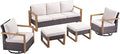 Rilyson Outdoor Wicker Patio Furniture Set - 5 Piece Patio Conversation Set with 2 Wicker Swivel Rocker Chairs,2 Rattan Ottoman and 1 Couch,Thick Cushions,Deep Seating,Wide Armrest(Brown/Beige)