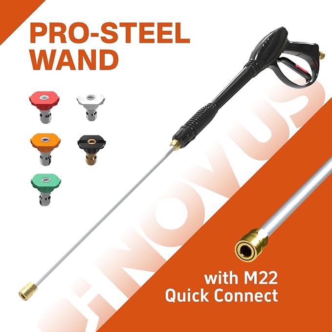 NOVUS Gas Pressure Washer, 3100 PSI 2.5 GPM Power Washer, 30FT Hose, 5 Nozzles, Onboard Soap Tank, Steel Spray Wand, Portable Gas Powered Pressure Washer for Vehicles Driveways Patios Fences Furniture
