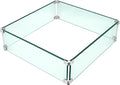 Fire Pit Wind Guard, 19.5" x 19.5" Square Tempered Glass Wind Shield for Firepit & Fire Table, Thick Glass and Easy Installation with Included Tools, Airflow Management for Stable Flame