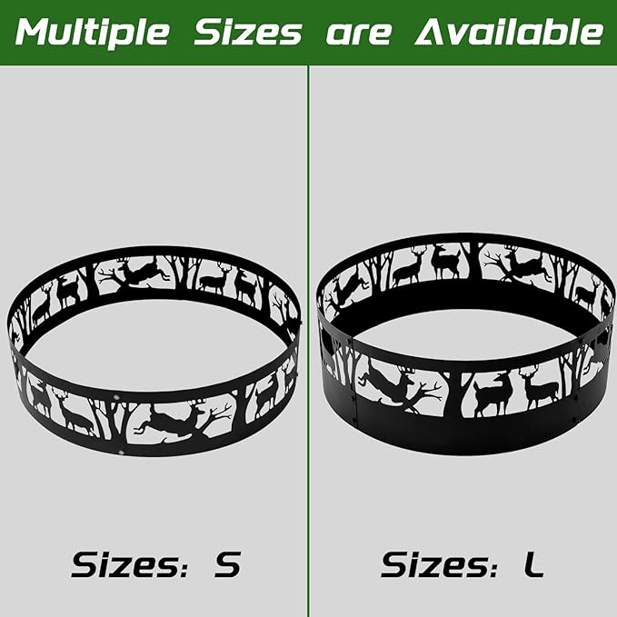Fire Pit Ring: 36 X 12 in Large Metal Smokeless Heavy Duty Black Anti-Rust Coating Portable for Outdoor Camping Garden Wood Burning Keep Warm with Air Vent for Men