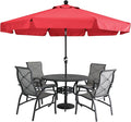 MASTERCANOPY Valance Patio Umbrella for Outdoor Table Market -8 Ribs (9ft, Red)