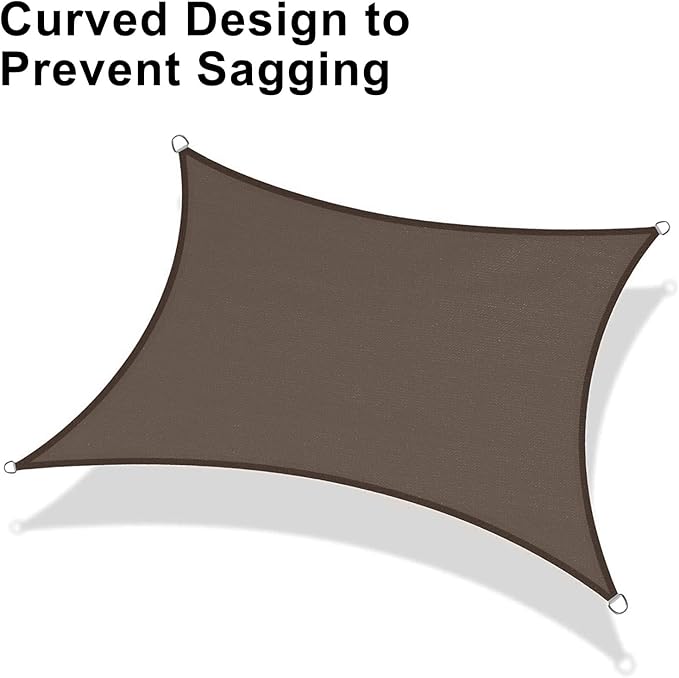 LOVE STORY Custom Size 7'x16' Brown Sun Shade Sail Rectangle UV Block Canopy Patio Sail Sunshades Fabric for Outdoor Garden Carport (We Make Custom Size)