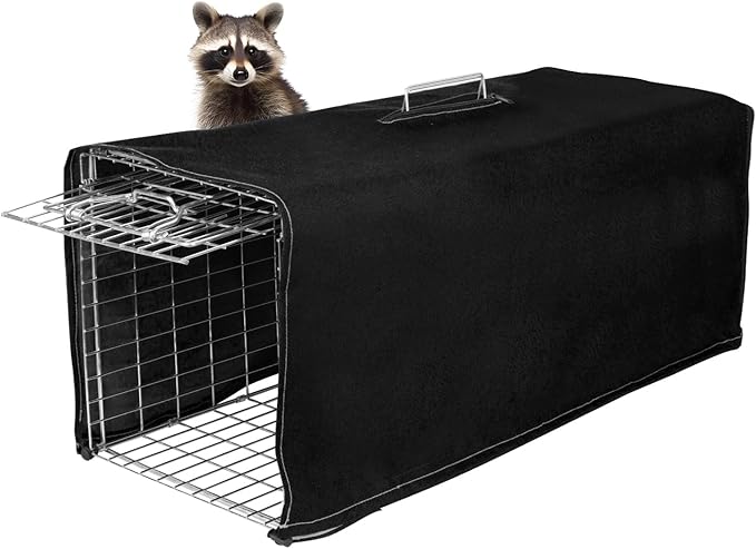 Trap Cage Cover,ONLY Cover, Cage not Included, Heavy Duty Animal Trap Cage Cover Small Animal Trap Cover for 1-Door Humane Cat Trap 32 x 10 x 12inch (Black, ONLY Cover, Cage not Included)