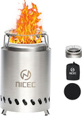 Nice C Fire Pits, 5.5 Inch Smokeless Fire Pits, Portable Fire Pit, Outdoor Fire Pit, Tabletop Fire Pit, Wood Buring Fireplaces, Stainless Steel, with Grill Grate, Removable Ash Tray & Carry Bag