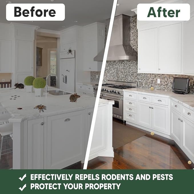 Pest Repellent, Rodent Repellent for Indoor/Outdoor, Peppermint Repel Mice/Rat/Pest/Roach/Spider/Ant from Nesting in Car/RV/Garage/Shed/House, Safe for Kids and Pets - 8P