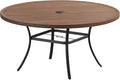 DIFY Patio Round Dining Table, 53" All Weather Round Outdoor Table with 1.57" Umbrella Hole for 8 Person, Perfect for Yard, Balcony and Lawn, Walnut