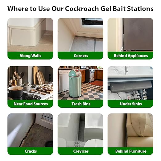 16 Pack Roach Killer Indoor Infestation Roaches Gel Bait Stations, Powerful Cockroach Killer Indoor Home for Roach Infestation, Long-Lasting & Effective Cockroach Gel Bait, Easy to Use
