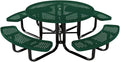 COATEDOUTDOORFURNITURE Heavy-Duty Portable Outdoor Kids Table with Umbrella Hole, Punched Steel Kids Picnic Table, Commercial-Grade, Made in America (46 in, Round, Childrens, Textured Green)