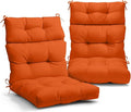 EAGLE PEAK Tufted Outdoor/Indoor High Back Patio Chair Cushions, Set of 2, 46'' x 22'', Burnt Orange