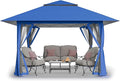 CROWN SHADES 13x13 Pop Up Gazebo, Canopy Tent, Gazebos on Clearance - Outdoor Gazebo for Backyard & Patio Furniture - Carpa Pop Up Tent with Wheeled STO-N-Go Cover Bag (Blue)