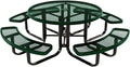 COATEDOUTDOORFURNITURE Heavy-Duty Portable Outdoor Kids Table with Umbrella Hole, Expanded Metal Kids Picnic Table, Commercial-Grade, Made in America (46 in, Round, Childrens, Green)