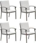 SEEHILL Patio Dining Chairs Set of 4, Aluminum Outdoor Dining Chairs with Thick Cushion, Patio Outdoor Chair Set for Table, Patio Chair Furniture Set for Deck, Backyard, Garden, Pool, Limed Oak