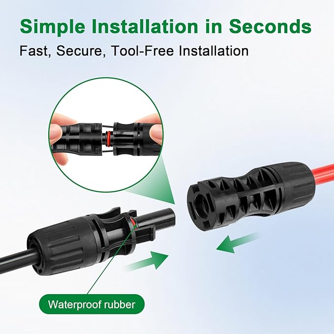XRDS -RF Solar Cable 3FT, 8AWG Solar Extension Cable with Male & Female Solar Connectors, Flame-Retardant Protective Sleeving Solar Panel Cable, Weatherproof PV Wire for Solar Panel Connection