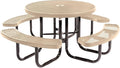 COATEDOUTDOORFURNITURE Heavy-Duty Portable Outdoor Picnic Table with Umbrella Hole, Expanded Metal Commercial-Grade Patio Dining Furniture Made in America (46" Round Top, Tan)