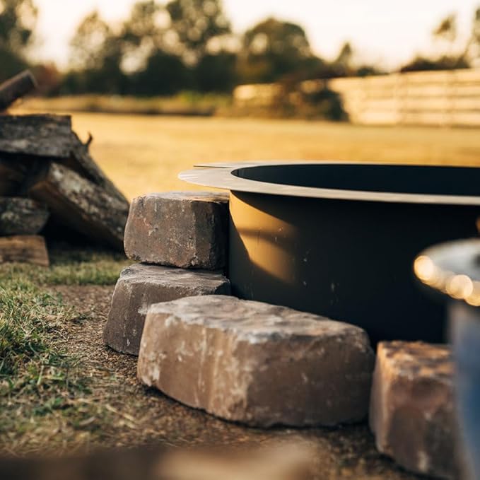 Titan Great Outdoor 38in Dia Steel Fire Pit Liner, 1mm Thick DIY Above or In-Ground Outdoor Fire Pit, 4 Panel Steel Ring
