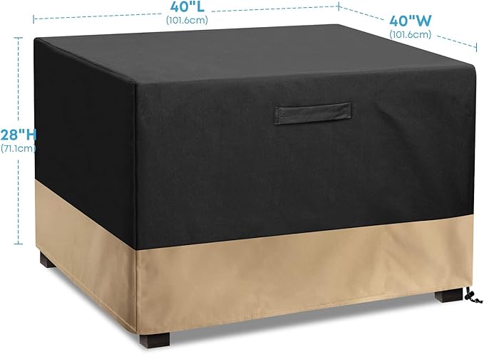 Stanbroil 40-Inch Patio Square Cover, 600D Waterproof Fire Pit Cover for Outdoor Fire Pit Table, Fire Bowl, Patio Furniture, Waterproof, Black
