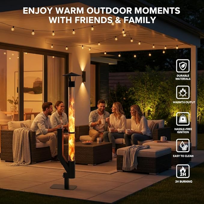 yoyomax Wood Pellet Patio Heater,Outdoor Pellet Heater,Portable Wood Pellet Fire Pit with Ash Tray Patio Rocket Stove for Backyard Camping Garden Balcony