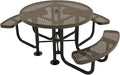 COATEDOUTDOORFURNITURE Heavy-Duty Portable Outdoor Picnic Table with Umbrella Hole, Punched Steel Patio Dining Furniture Made in America (46" Round Top, Textured Brown)