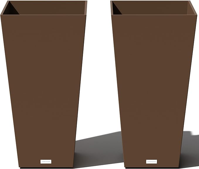 Veradek V-Resin Indoor/Outdoor Taper Planter, Set of 2 (30 inch, Espresso)
