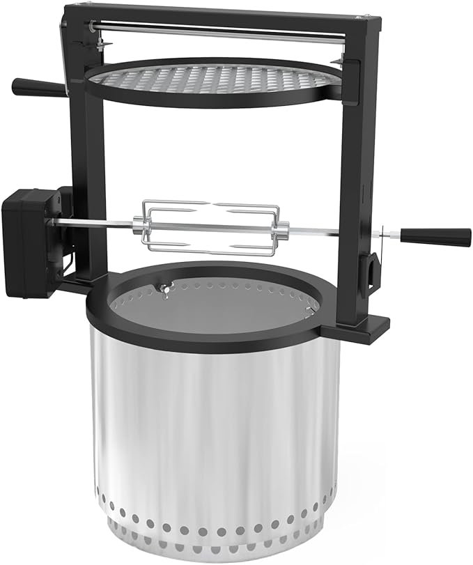 only fire Santa-Maria Style Rotisserie Rotating System for Solo Stove Ranger 15" Smokeless Fire Pit