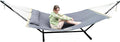 GOCAN Quilted Fabric Double Hammock Won't flip with Stand and Spreader Bars,Safer and Sturdier,Quality Hammocks for Outdoor Indoor Patio Yard Two Sided Dual use Deep Grey