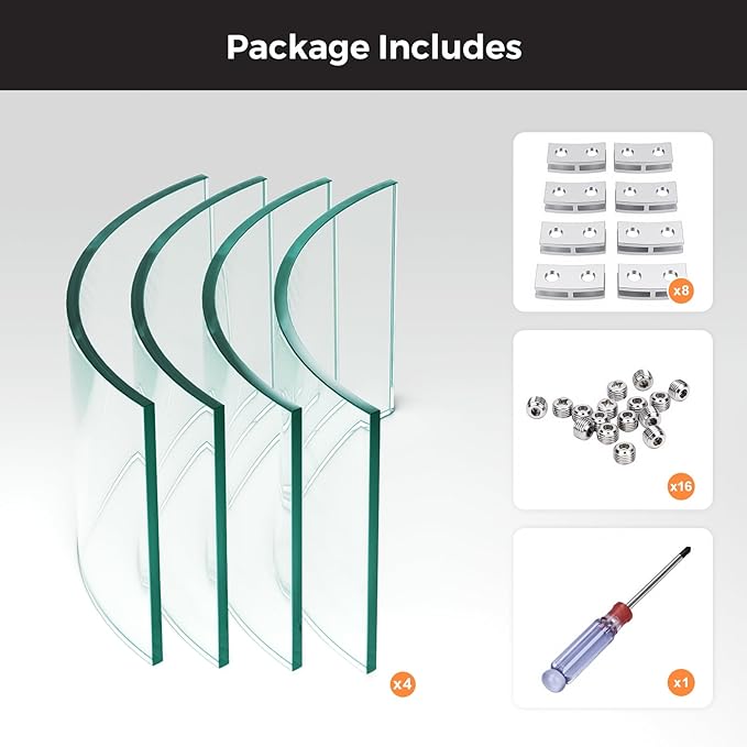 Fire Pit Glass Wind Guard Round 20x20 for Fire Pit Table, Thick Tempered Glass Shield with Hard Corner Bracket & Feet, Set with Assembly Instructions, Screwdriver, Easy to Install