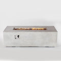 70 Inch Propane Fire Pit Table, Concrete Firepits for Outside, Rectangular Gas Fire Pit for Outside Patio, Backyard, Pool, 60,000 BTU, Free Lava Rocks, Light Gray