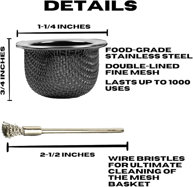 Cocktail Smoker Replacement Mesh Basket & Stainless Steel Wire Brush for Cleaning by Smokeshow (3-Pack)