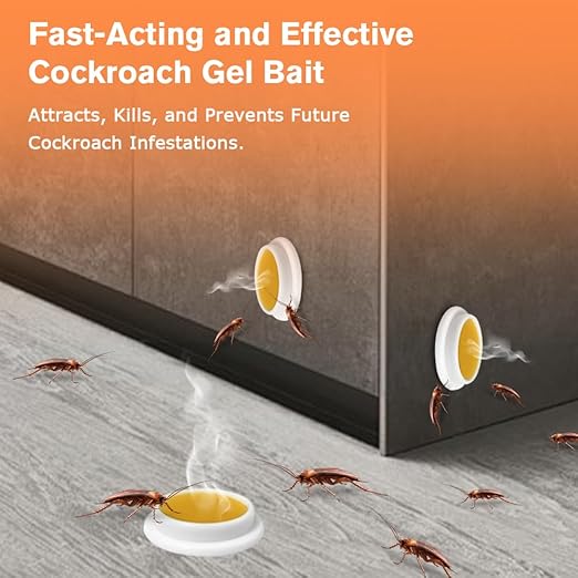 36 Pack Cockroach Gel Bait, Highly Effective Roach Gel Bait Indoor Infestation Solution, Fast Acting Cockroach Killer Indoor Home Kitchen Use, Easy to Apply & No Mess Roach Bait, Long-Lasting