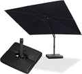 PURPLE LEAF 9' × 11.5' Patio Cantilever Umbrella with Base Outdoor Rectangle Adjustable Offset Umbrellas with 360-degree Rotation and 8 Heavy Duty Metal Ribs for Garden Deck Pool Navy Blue