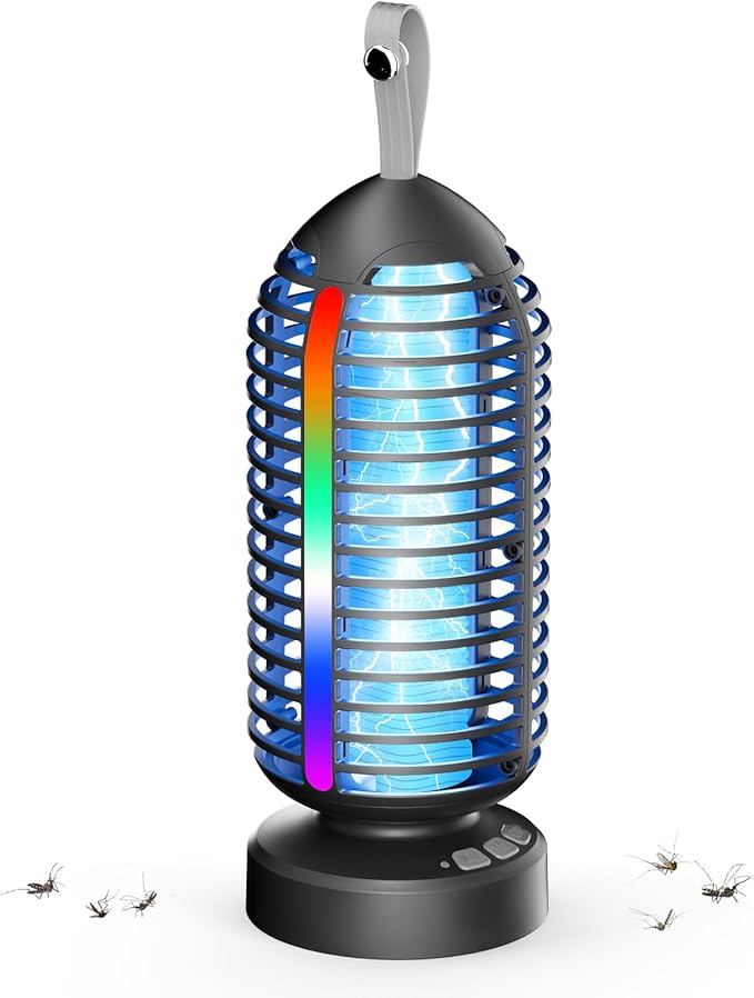 Bug Zapper Outdoor, Mosquito Zapper Outdoor Portable Electric Fly Zapper Rechargeable Mosquito Killer with LED Lights, 4200V Fly Trap Indoor for Home Backyard, Patio, Garden, Camping