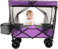 480Lbs Collapsible Kids Wagon with Canopy, Lightweight Foldable Hand Cart, Large Capacity for Camping, Shopping, Sports, and Garden Use