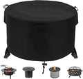 Round Fire Pit Cover 36" Dia X 24" H, 600D Strong Tear Resistant, Waterproof & UV Resistant Outdoor Cover, Fit for 33",34" ,35",36" Round Gas Firepits, Fire tables or Fire bowls, Black