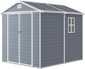 6x8FT Storage Shed Plastic Outdoor Storage Shed Waterproof Container House with Lockable Door and Transparent Window for Garden, Lawn
