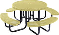 COATEDOUTDOORFURNITURE Heavy-Duty Portable Outdoor Picnic Table with Umbrella Hole, Punched Steel Commercial-Grade Patio Dining Furniture Made in America (46" Round Top, Textured Sandstone)