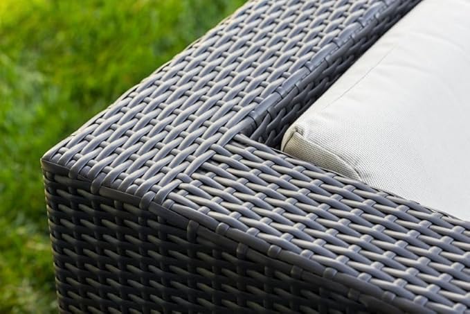 9 Piece Ohana Outdoor Patio Furniture Black Wicker Conversation Set with Fully Assembled Sectional and 42-inch Propane Gas Fire Table
