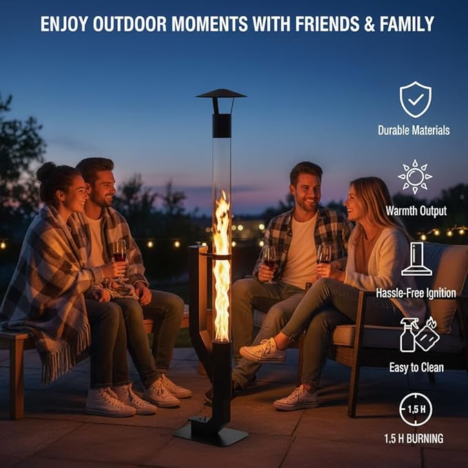 yoyomax Wood Pellet Patio Heater,Outdoor Pellet Heater,Portable Wood Pellet Fire Pit with Ash Tray Patio Rocket Stove for Backyard Camping Garden Balcony