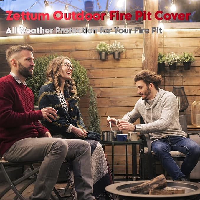 Zettum Fire Pit Cover Rectangular 52 Inch - Outdoor Fire Table Cover Rectangle Heavy Duty & Waterproof, 600D Patio Propane Gas Firepit Cover Rectangular Fade & Weather Resistant - 52 x 34 x 24 Inch