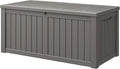 NUNU LAB 120 Gallon Outdoor Storage Box,Resin Large Sturdy Deck Box, Backyard Outside Storage Box Waterproof with Double Wall Panels,Package Delivery Garden Outdoor Hose