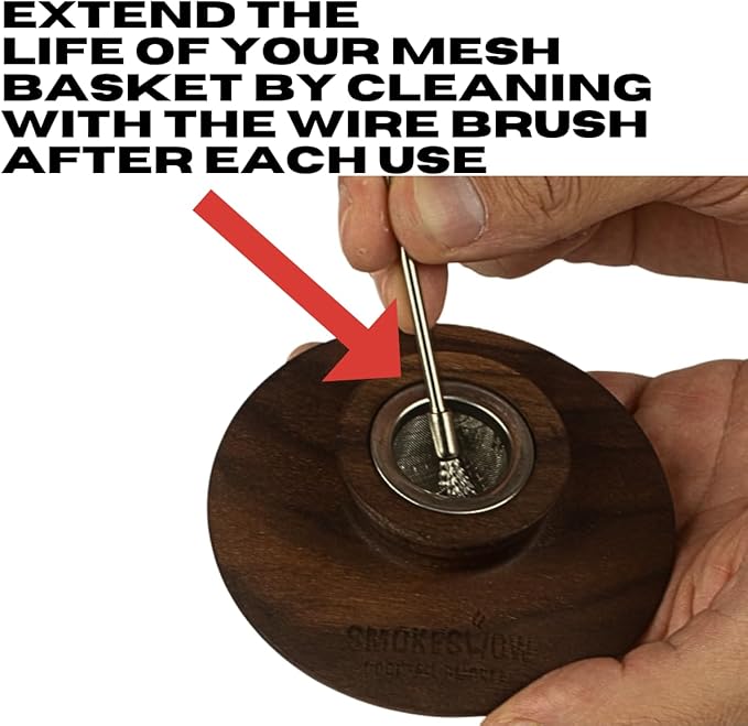 Cocktail Smoker Replacement Mesh Basket & Stainless Steel Wire Brush for Cleaning by Smokeshow (1-Pack)