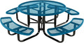 COATEDOUTDOORFURNITURE Heavy-Duty Portable Outdoor Kids Table with Umbrella Hole, Expanded Metal Kids Picnic Table, Commercial-Grade, Made in America (46 in, Round, Childrens, Light Blue)
