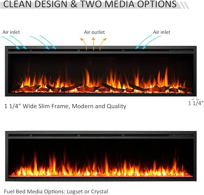 LegendFlame Austin in Wall Recessed & Wall Mounted Electric Fireplace (72")