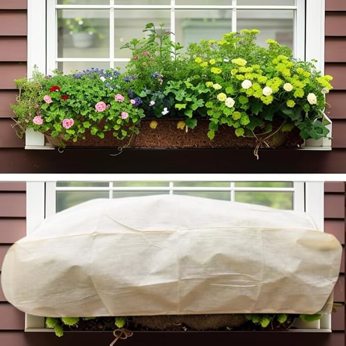 Plant Cover Freeze Protection, Winter Plant Covers, Plant Frost Cover, Tree Plant Freeze Protection Covers, Planter Plant Winter Frost Blanket with Zip Drawstring,4 Pack (59x17.7x15.7INCH)